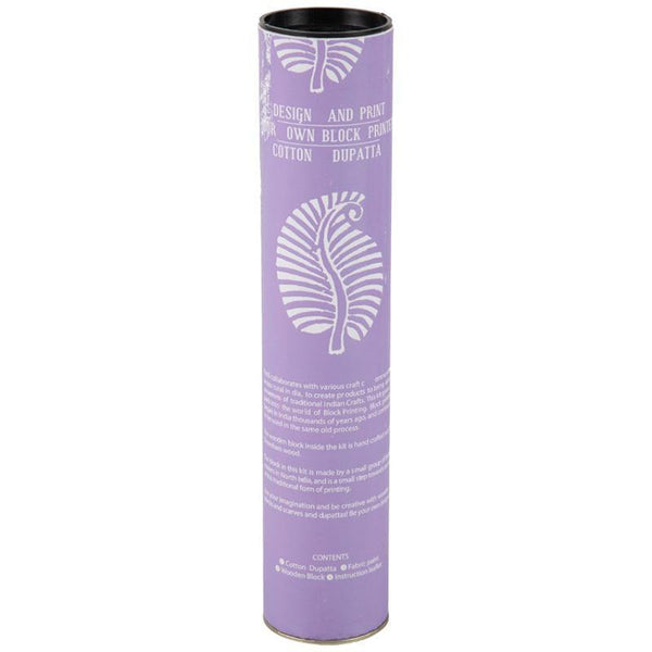 Block Print Your Own Dupatta Kit - Lavender leaf