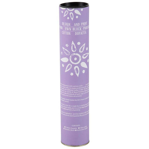 Block Print Your Own Dupatta Kit - Lavender Rangoli