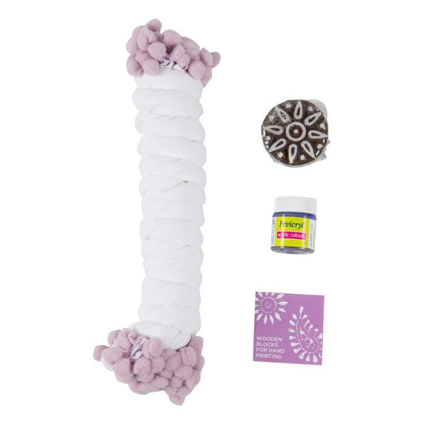 Block Print Your Own Dupatta Kit - Lavender Rangoli
