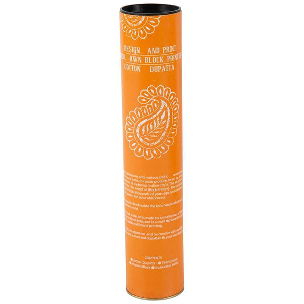Block Print Your Own Dupatta Kit - Orange Paisley