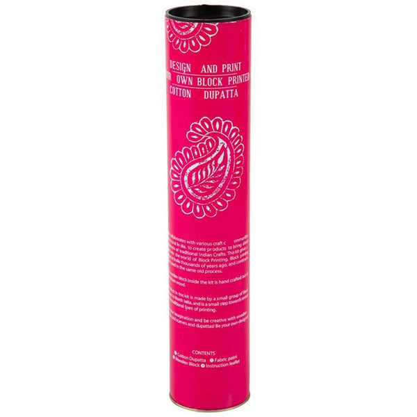 Block Print Your Own Dupatta Kit - Pink Paisley