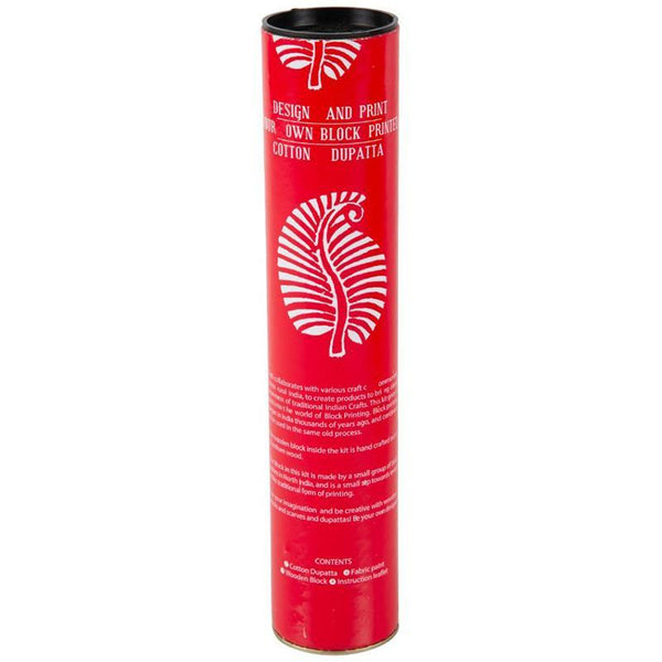Block Print Your Own Dupatta Kit - Red Leaf