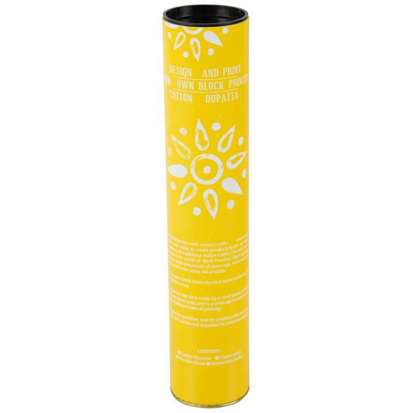 Block Print Your Own Dupatta Kit - Yellow Rangoli