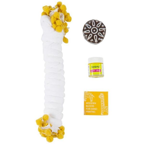 Block Print Your Own Dupatta Kit - Yellow Rangoli