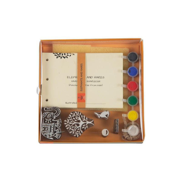 Block Print Your Own Panchtantra Story Book - Elephants and Hares