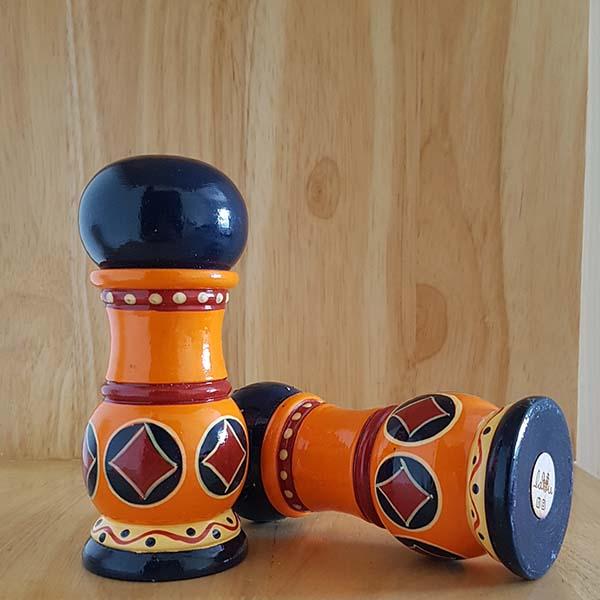 Handcarved Salt and Pepper Shakers with Banarasi Woodwork (1 Pair)