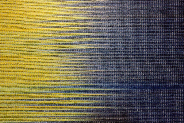 Set of Handwoven Hibiscus Fibre Runner and 6 Placemats (Blue and Yellow)