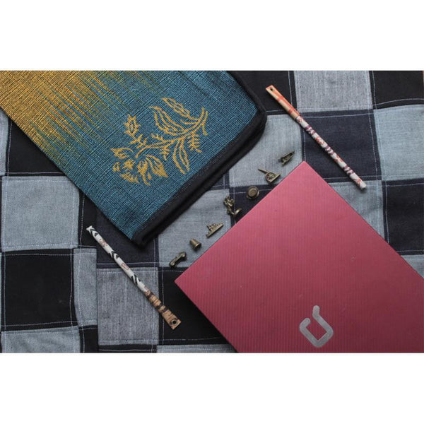 MacBook AirSleeve Made with Hibiscus Fibre - Blue and Yellow with Flower motif