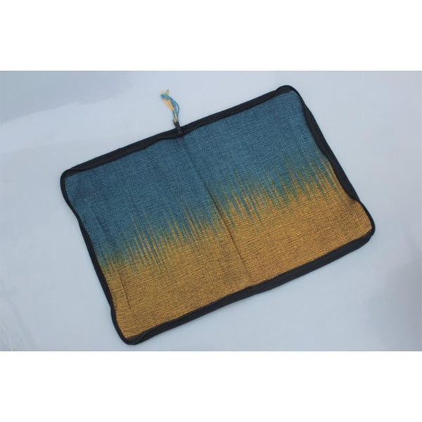 MacBook Air Sleeve Made with Hibiscus Fibre - Blue and Yellow with Sun Motif