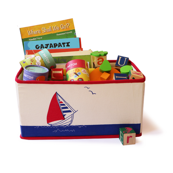 Foldable & Stackable Canvas Storage Bin (Sailboat Saver)