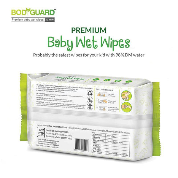 Premium Paraben-Free Wet Wipes with Aloe Vera for Babies - 72 Wipes