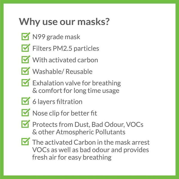 Bodyguard Reusable Anti-Pollution Face Mask with Activated Carbon, N99 + PM2.5 for Men and Women - Large
