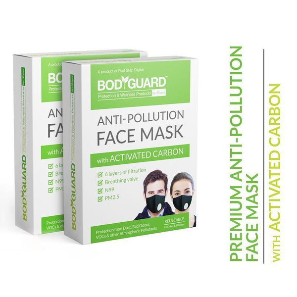 Bodyguard Reusable Anti-Pollution Face Mask with Activated Carbon, N99 + PM2.5 for Men and Women - Large