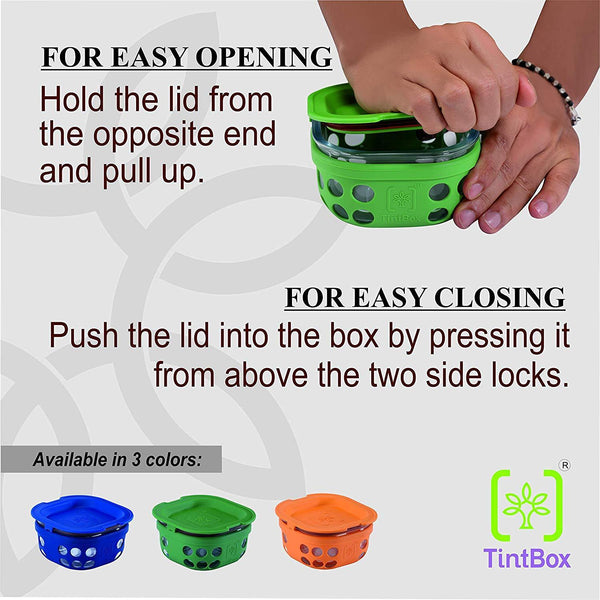 Borosilicate Glass Lunch Boxes with Protective Silicone Sleeve (300ml) -  Set of 3 with Canvas Bag