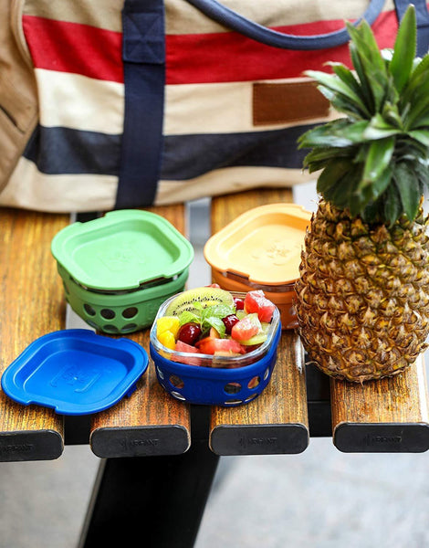 Borosilicate Glass Lunch Boxes with Protective Silicone Sleeve (300ml) -  Set of 3 with Canvas Bag