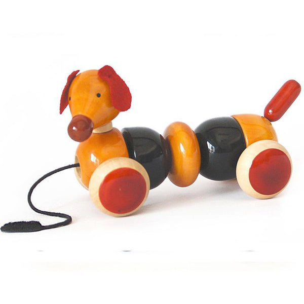 Wagging Tail Puppy - Hand-Crafted Wooden Toy (Red)