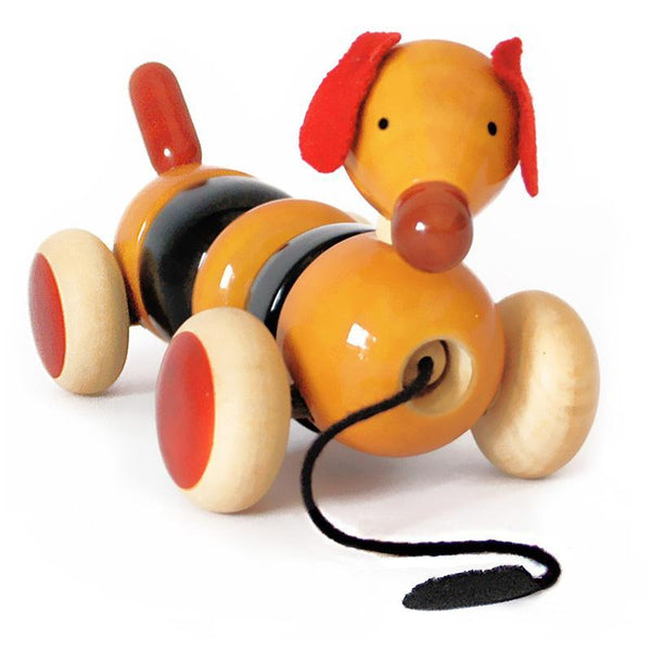 Wagging Tail Puppy - Hand-Crafted Wooden Toy (Red)