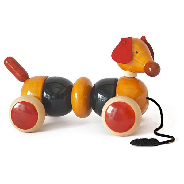 Wagging Tail Puppy - Hand-Crafted Wooden Toy (Red)