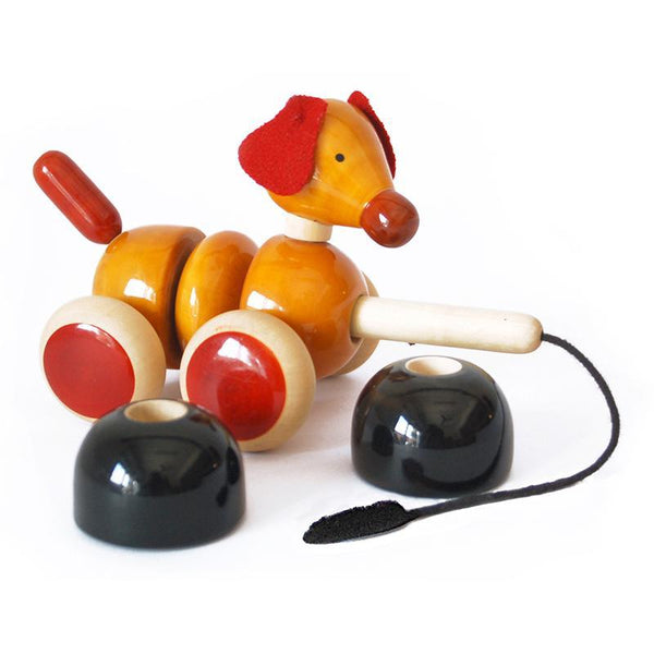 Wagging Tail Puppy - Hand-Crafted Wooden Toy (Red)