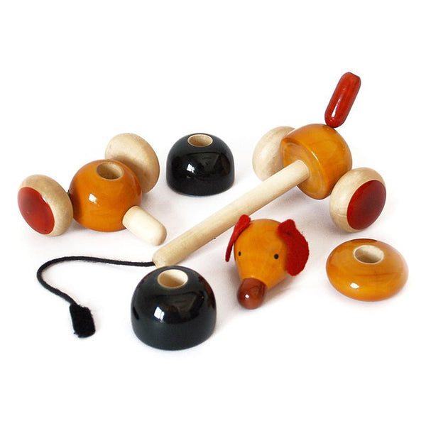 Wagging Tail Puppy - Hand-Crafted Wooden Toy (Red)