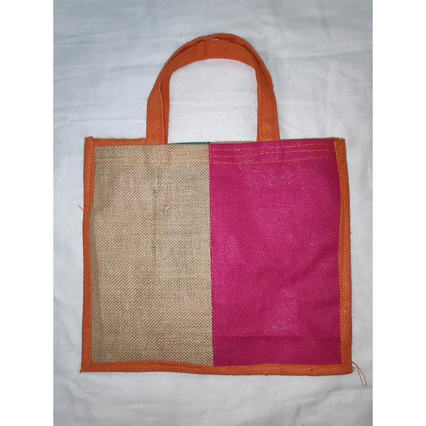 Jute Box Shopper Bag -Small (Pink and Cream) from Agiripalli, Andhra Pradesh