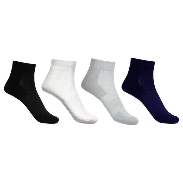 Breathable and Anti-Odour Bamboo Performance Sports Socks with Cushion Comfort, Pack of 4 Pairs - Assorted Colours