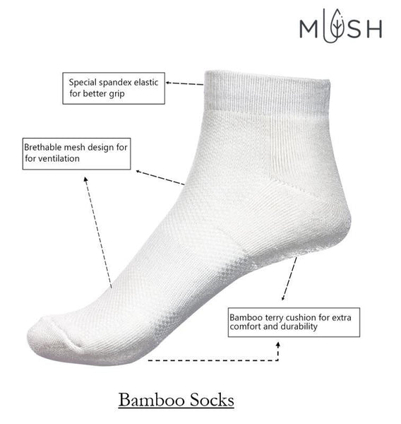 Breathable and Anti-Odour Bamboo Performance Sports Socks with Cushion Comfort, Pack of 4 Pairs - Assorted Colours