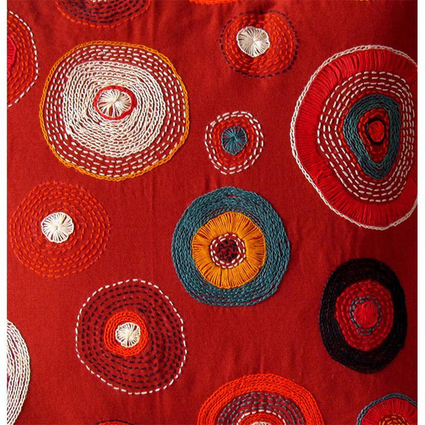 Square Cushion Cover Hand Embroidered by Tribal Women Artisans (Brown)