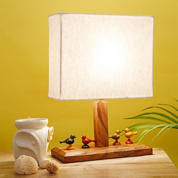 Handcarved Parrot Table Lamp in Sheesham Wood