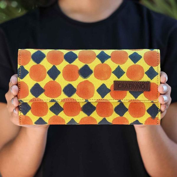 Handcrafted Canary Checkers Wallet
