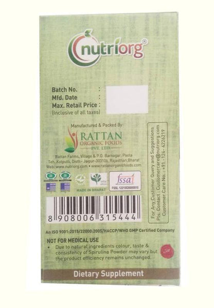 Certified organic Spirulina Powder 100gm.