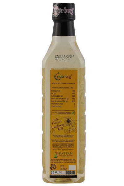 Certified organic Sunflower Oil 500ml.
