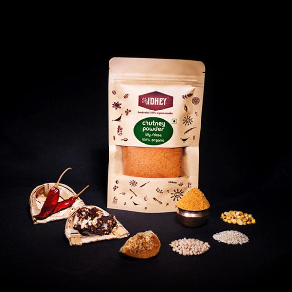 Combo Pack of 3 Organic Powders - Pepper Rasam + Curry + Chutney Powder, 100g each