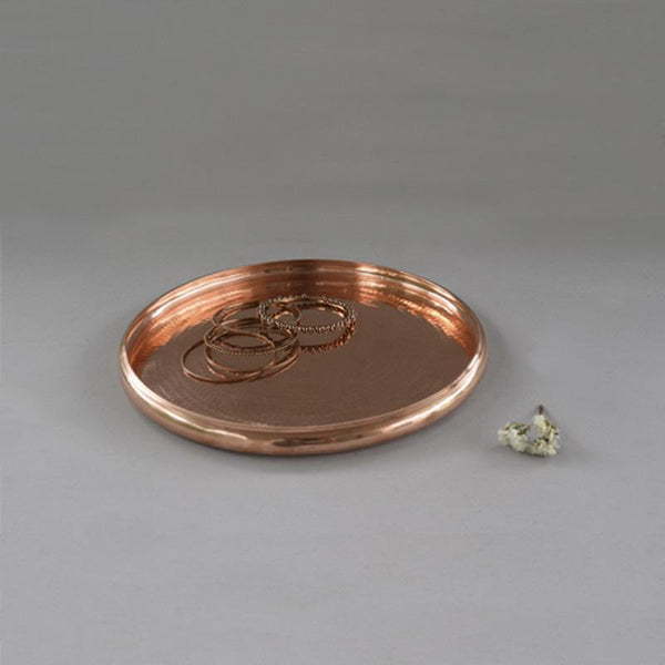 Copper Circle Tray Handcrafted by Traditional Artisans