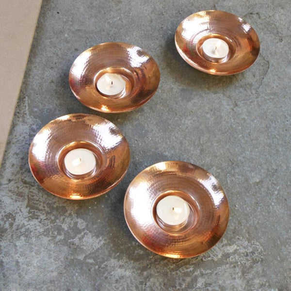 'Circle of Light' Copper Tealight Holders Handcrafted by Traditional Artisans