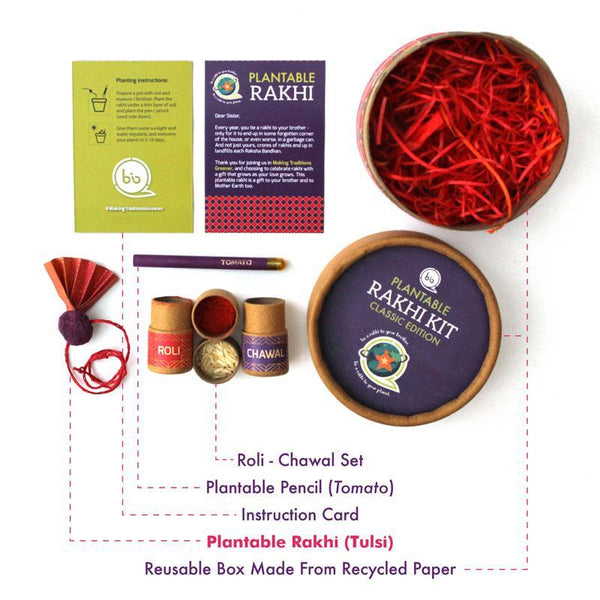 Eco-Friendly Adult Rakhi Kit with Plantable Seed Rakhi and Plantable Seed Pencil