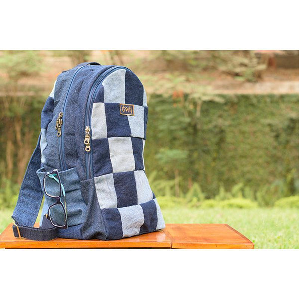 Classic Backpack made with Upcycled Jeans