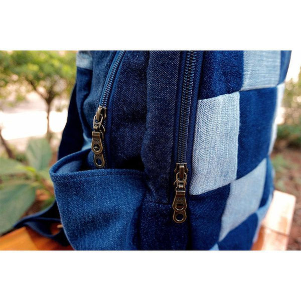 Classic Backpack made with Upcycled Jeans