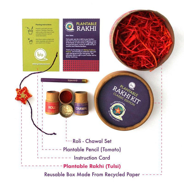 Eco-Friendly Kids Rakhi Kit with Plantable Seed Rakhi and Plantable Seed Pencil