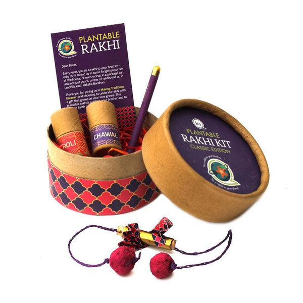 Eco-Friendly Lumba Rakhi Kit with Plantable Seed Lumba and Plantable Seed Pencil