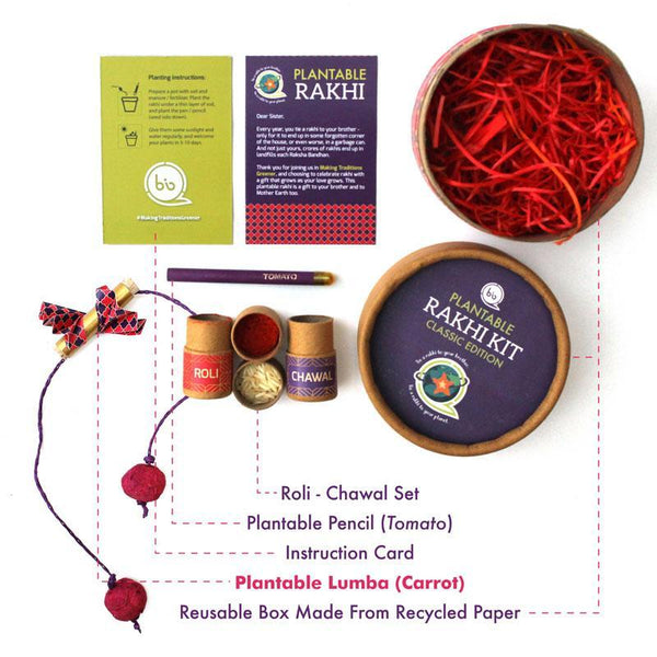 Eco-Friendly Lumba Rakhi Kit with Plantable Seed Lumba and Plantable Seed Pencil