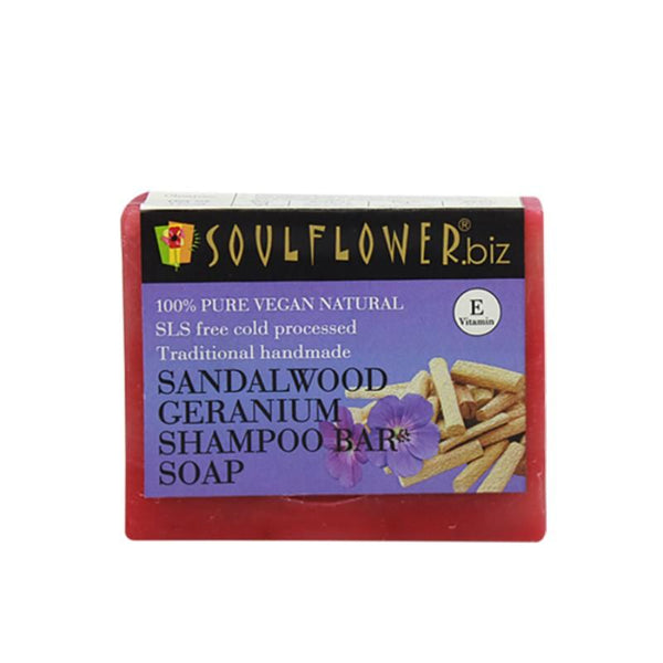 Soulflower Shampoo Bar, Sandalwood and Geranium, 150g