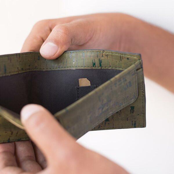 Cork Fabric Men's Coin Wallet - Olive