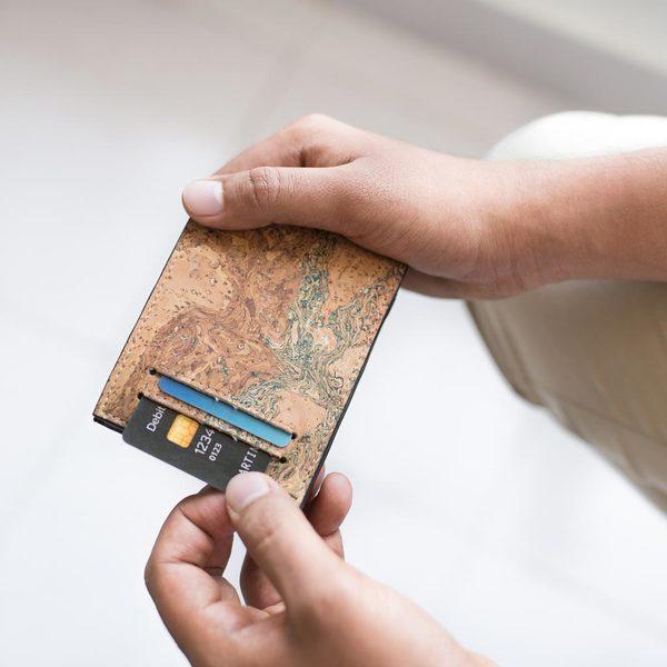 Cork Fabric Men's Coin Wallet - Terrain + Brown