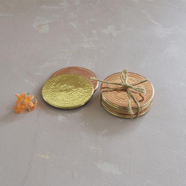 Copper Coasters Handcrafted By Traditional Artisans (Set of 6)