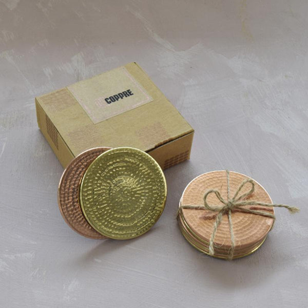 Copper Coasters Handcrafted By Traditional Artisans (Set of 6)