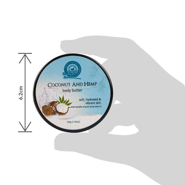 Natural Vegan Coconut and Hemp Body Butter Cream, 50g