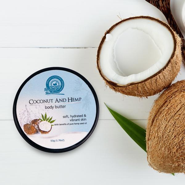 Natural Vegan Coconut and Hemp Body Butter Cream, 50g