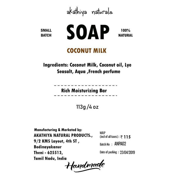 Cold-Processed Coconut Milk Moisturizing Soap - Pack of 2, 113g each