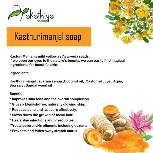 Handmade, Cold-Processed Kasthuri Manjal Soap - Pack of 2, 113g each